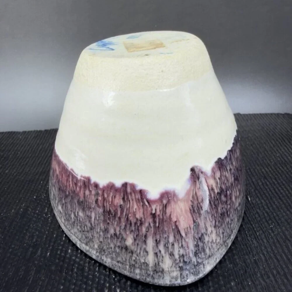 Vintage Hand Made Studio Art Pottery Signed‎ Lisa Heavy Drip Glaze Salsa Dish